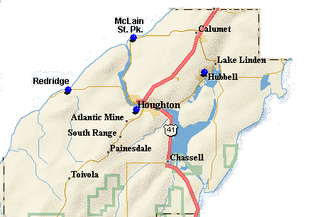 map of N Houghton Co